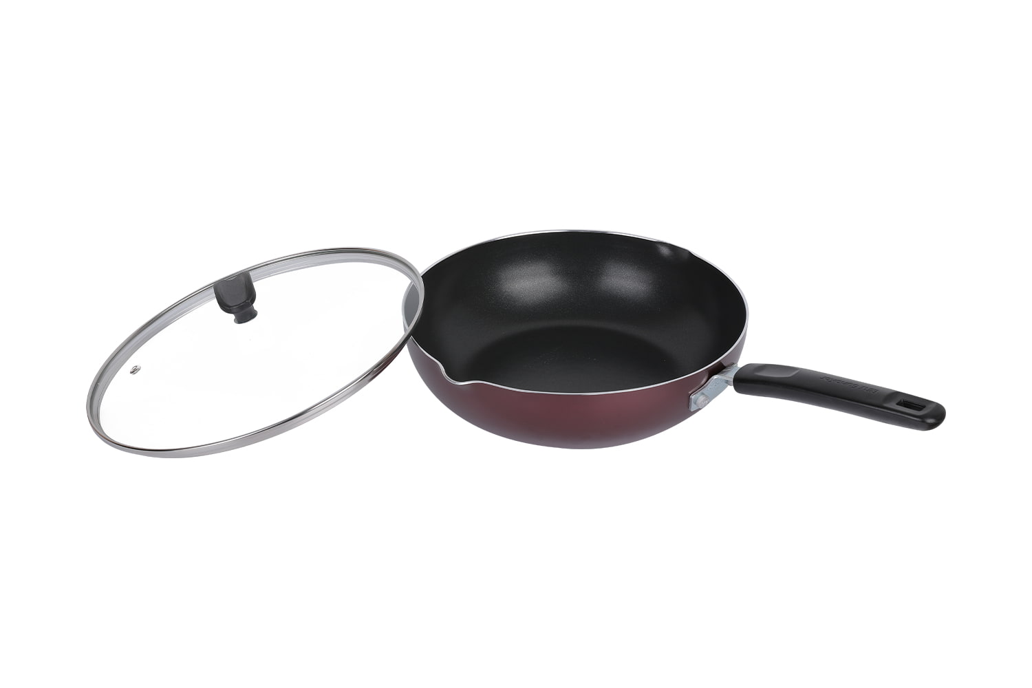 CLB2821D Wok-Cu capac din sticlă 28 wok, Flaming Wok, wok antiaderent