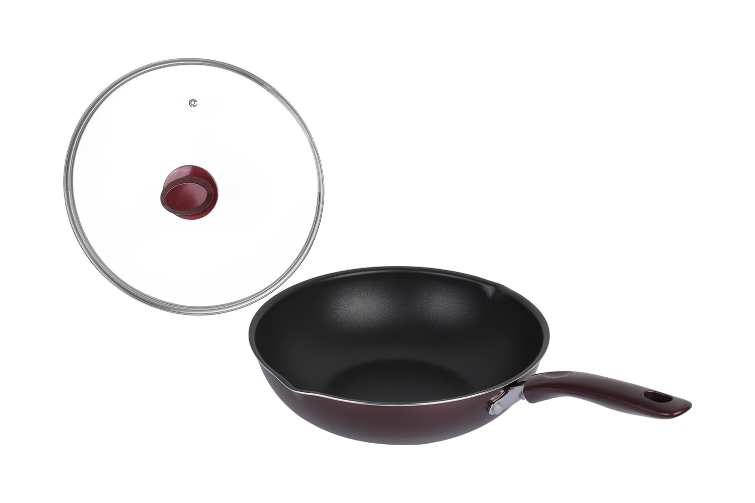 CLB3031D Wok-Cu capac de sticlă 30 wok, Flaming Wok, wok antiaderent